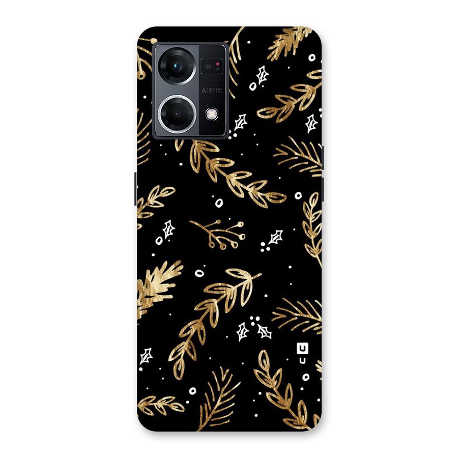 Gold Palm Leaves Glass Back Case for Oppo F21 Pro 5G