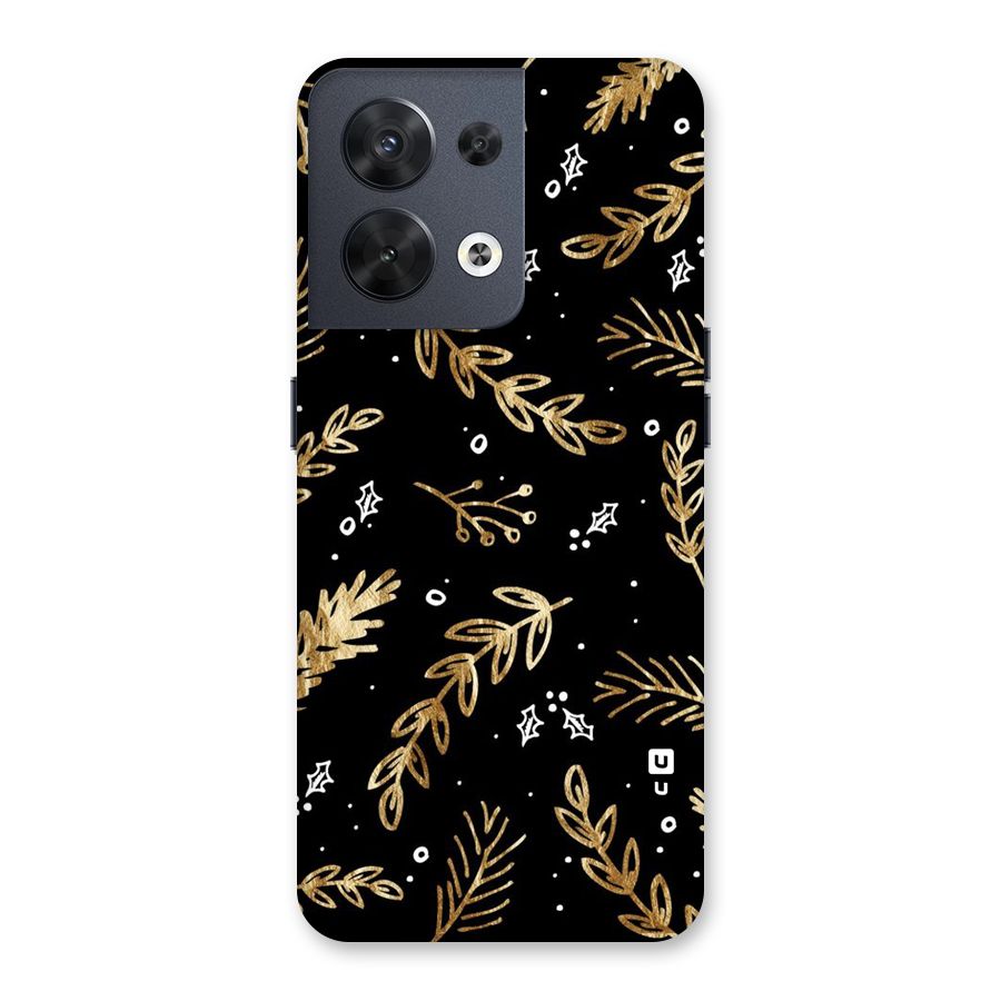 Gold Palm Leaves Back Case for Oppo Reno8 5G