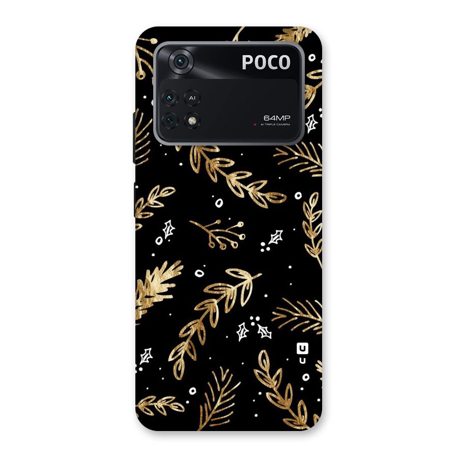 Gold Palm Leaves Back Case for Poco M4 Pro 4G