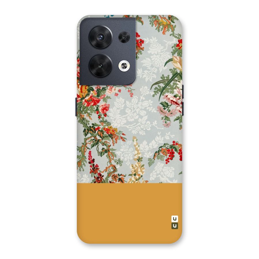 Golden Stripe on Floral Back Case for Oppo Reno8 5G