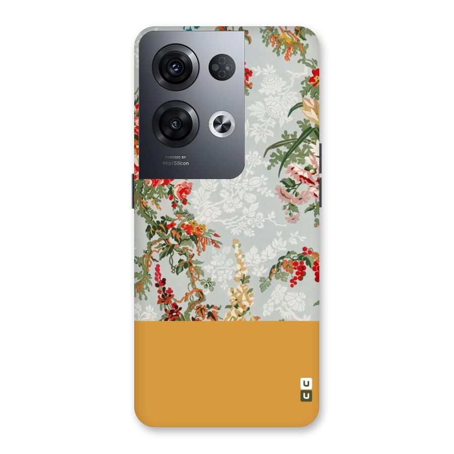 Golden Stripe on Floral Back Case for Oppo Reno8 Pro 5G