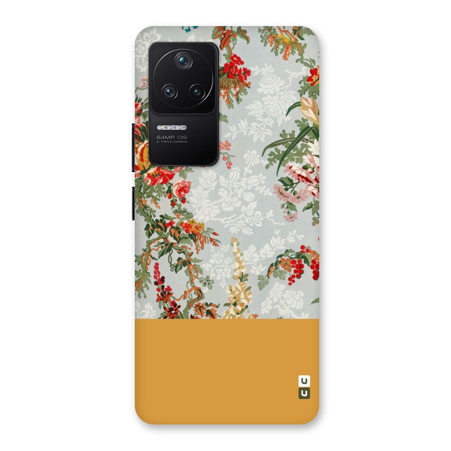 Golden Stripe on Floral Back Case for Poco F4 5G