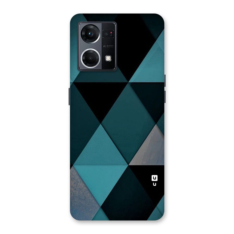 Green Black Shapes Glass Back Case for Oppo F21 Pro 5G