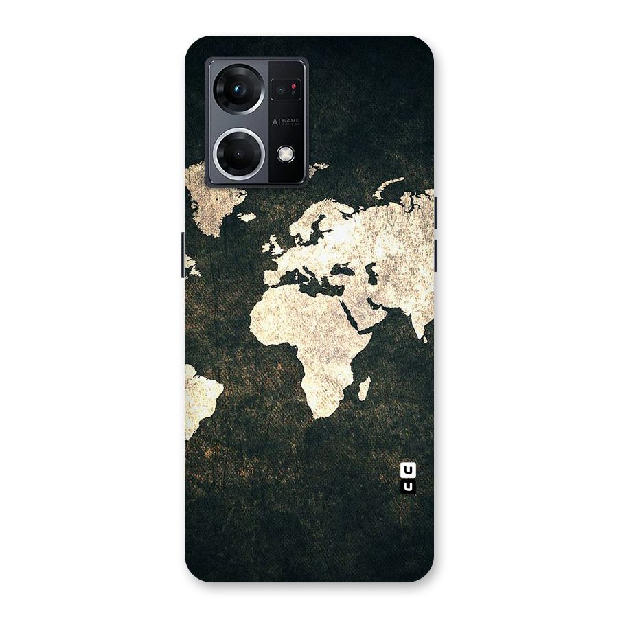 Green Gold Map Design Glass Back Case for Oppo F21 Pro 5G