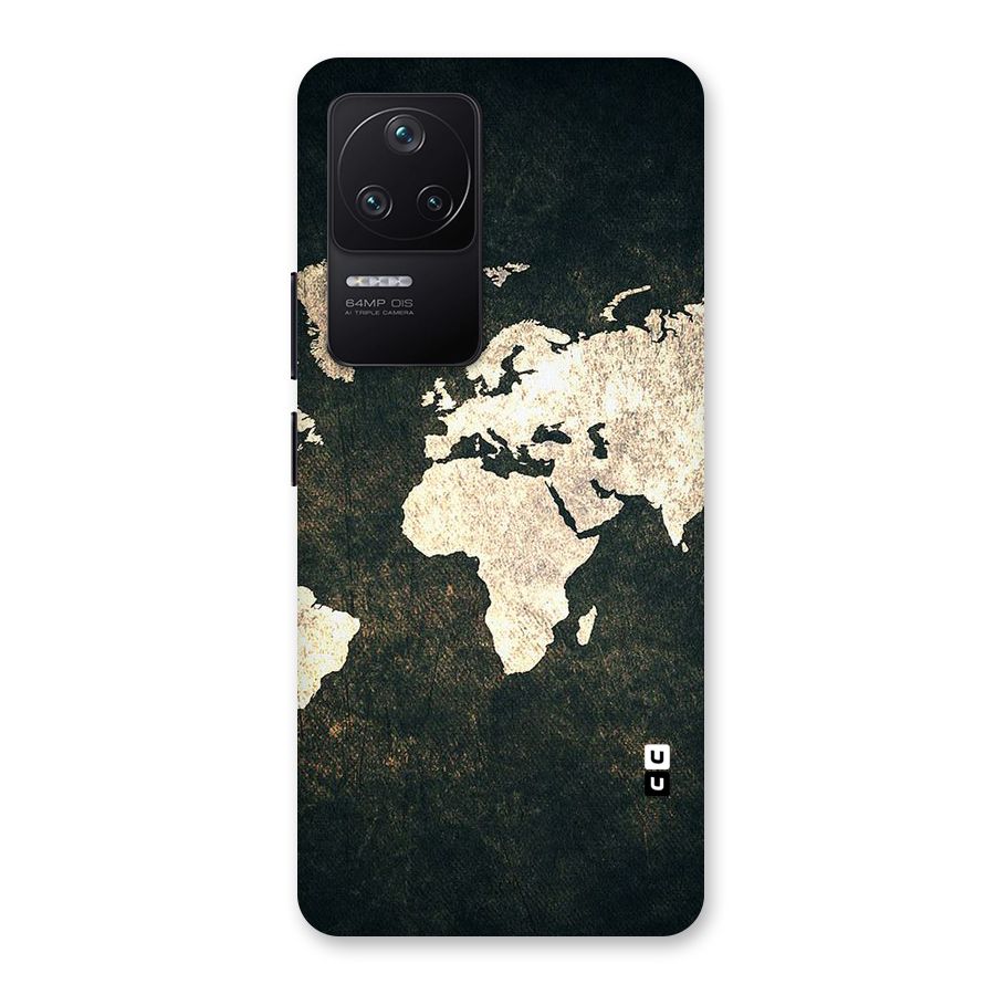 Green Gold Map Design Back Case for Poco F4 5G