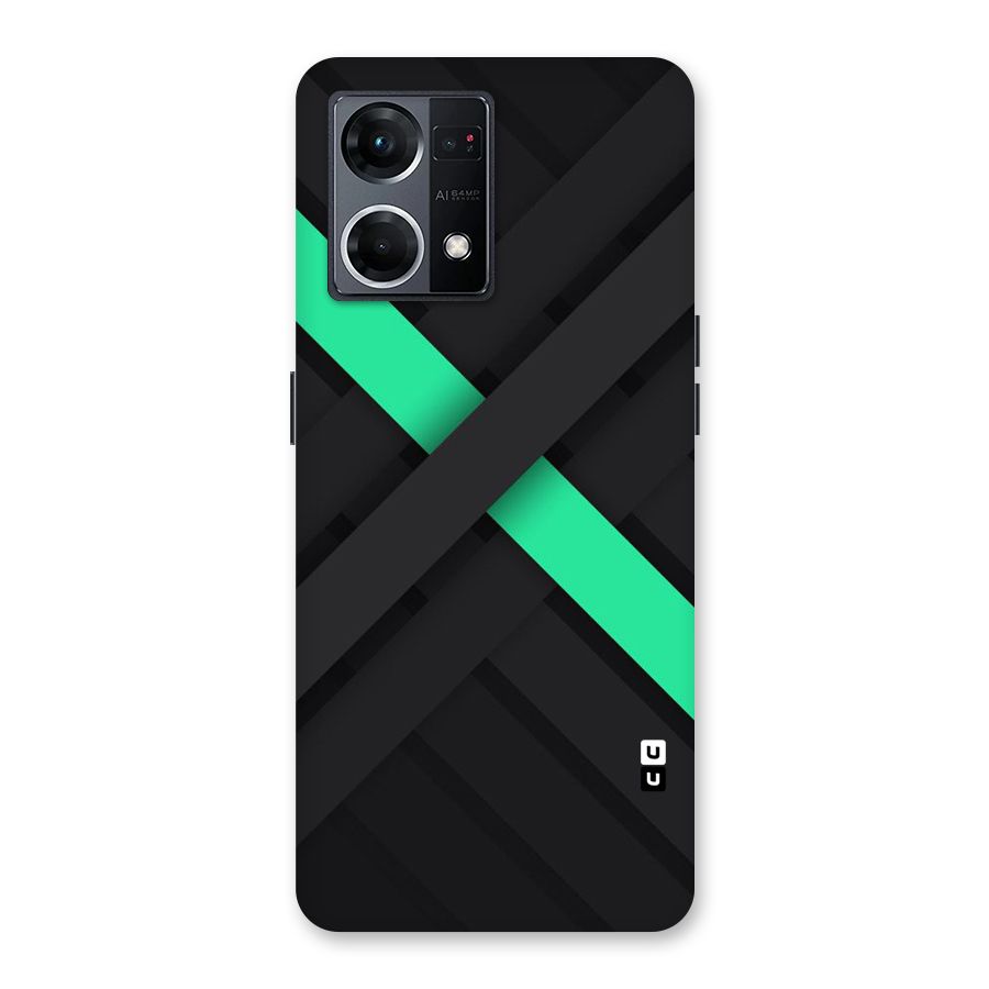 Green Stripe Diagonal Glass Back Case for Oppo F21 Pro 5G