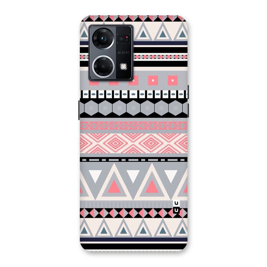 Grey Pink Pattern Glass Back Case for Oppo F21 Pro 5G
