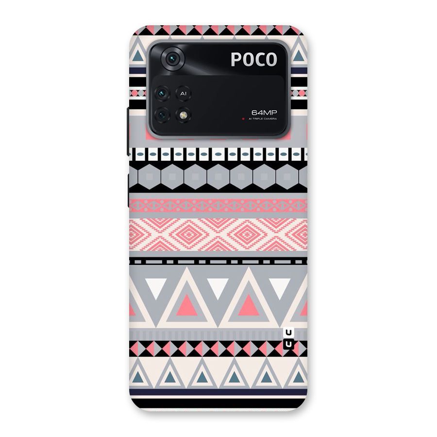 Grey Pink Pattern Back Case for Poco M4 Pro 4G