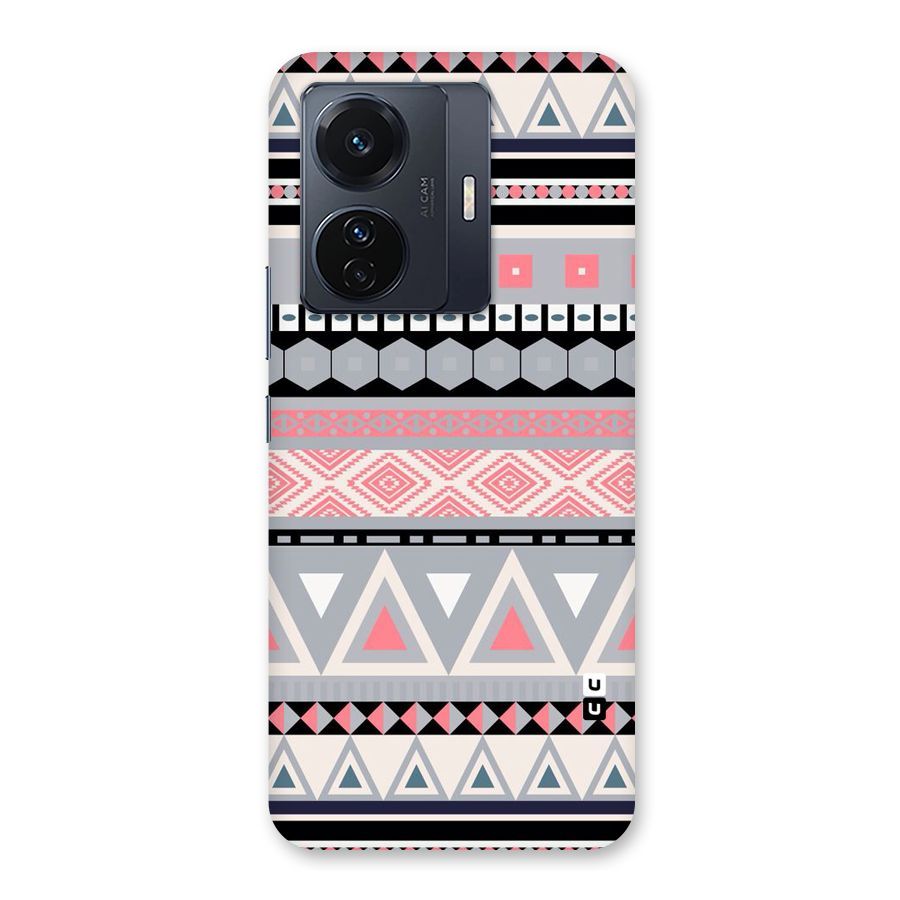 Grey Pink Pattern Back Case for Vivo T1 Pro