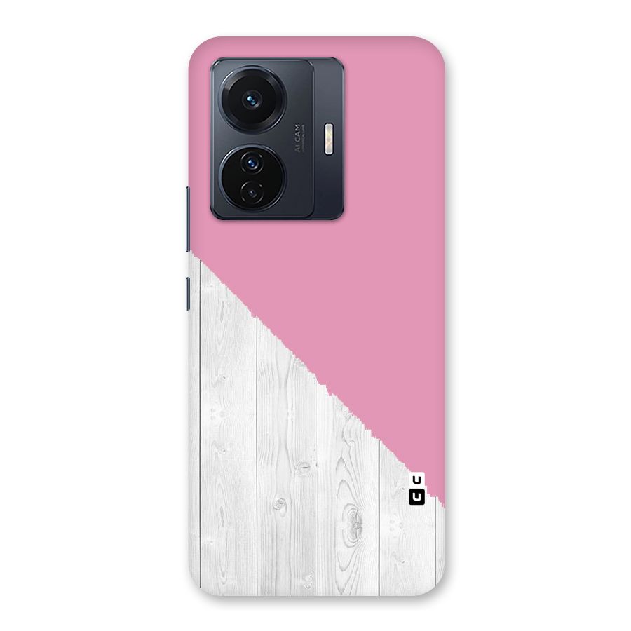 Grey Pink Wooden Design Back Case for Vivo T1 Pro