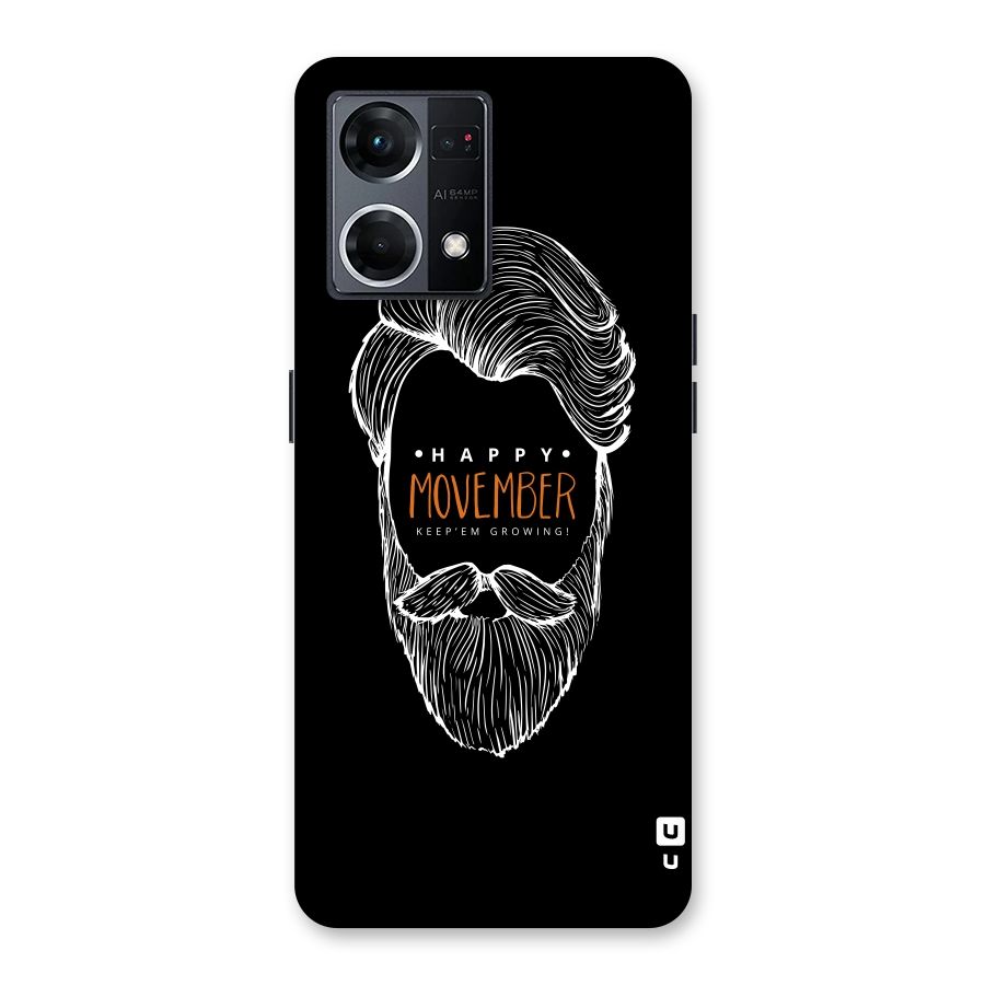 Happy Movember Black Glass Back Case for Oppo F21 Pro 5G