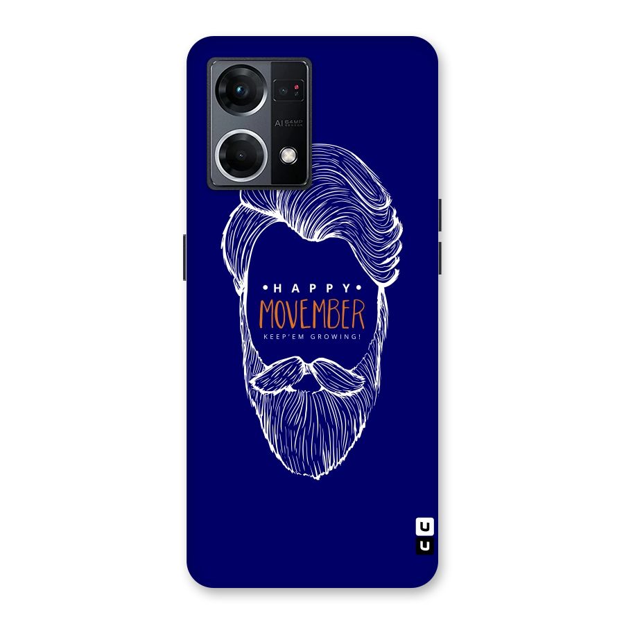 Happy Movember Blue Glass Back Case for Oppo F21 Pro 5G