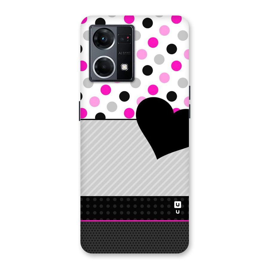 Heart Polka Stripes Glass Back Case for Oppo F21 Pro 5G
