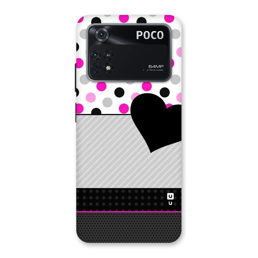 Heart Polka Stripes Back Case for Poco M4 Pro 4G