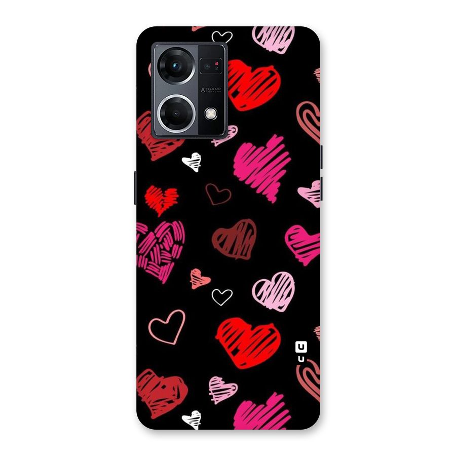 Hearts Art Pattern Glass Back Case for Oppo F21 Pro 5G