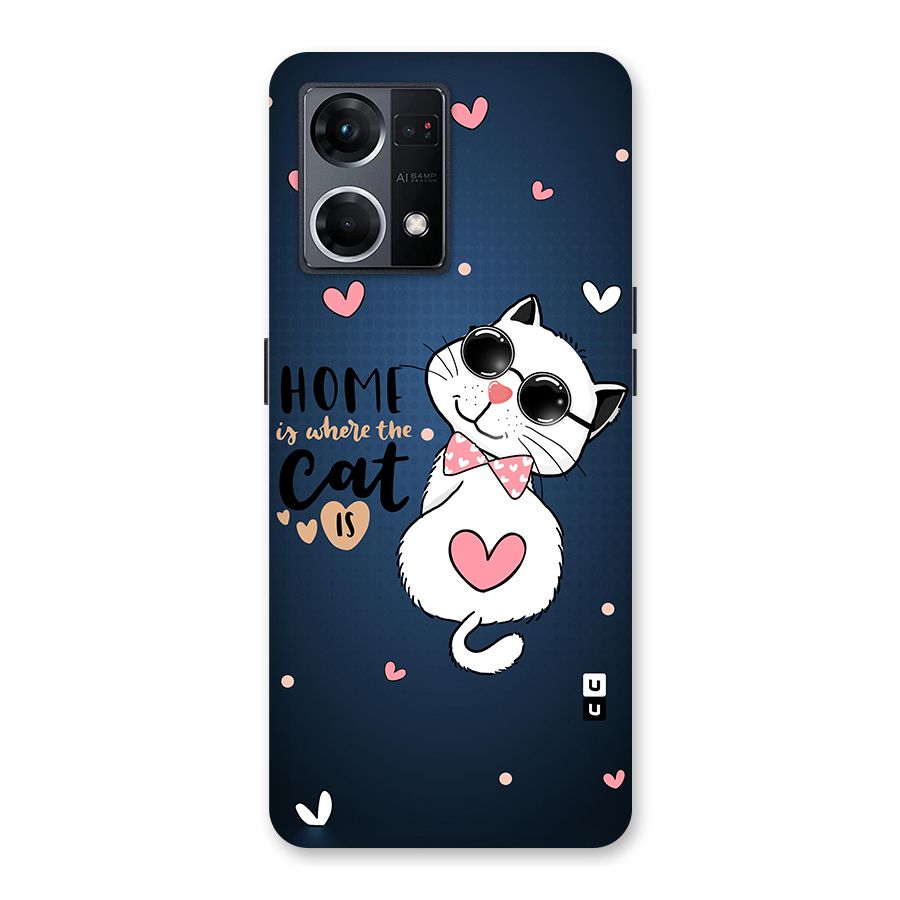 Home Where Cat Glass Back Case for Oppo F21 Pro 5G
