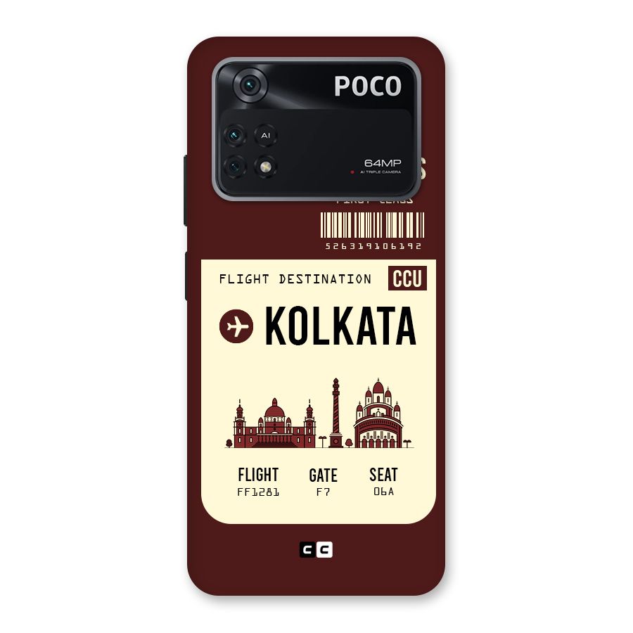 Kolkata Boarding Pass Back Case for Poco M4 Pro 4G