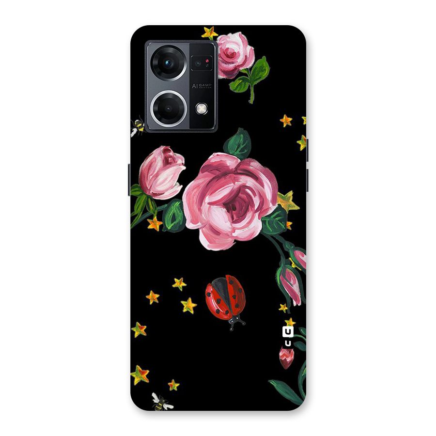 Ladybird And Floral Glass Back Case for Oppo F21 Pro 5G