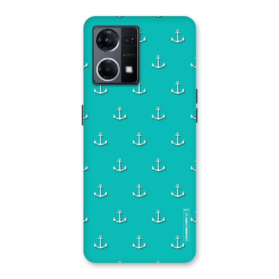 Light Blue Anchor Glass Back Case for Oppo F21 Pro 5G