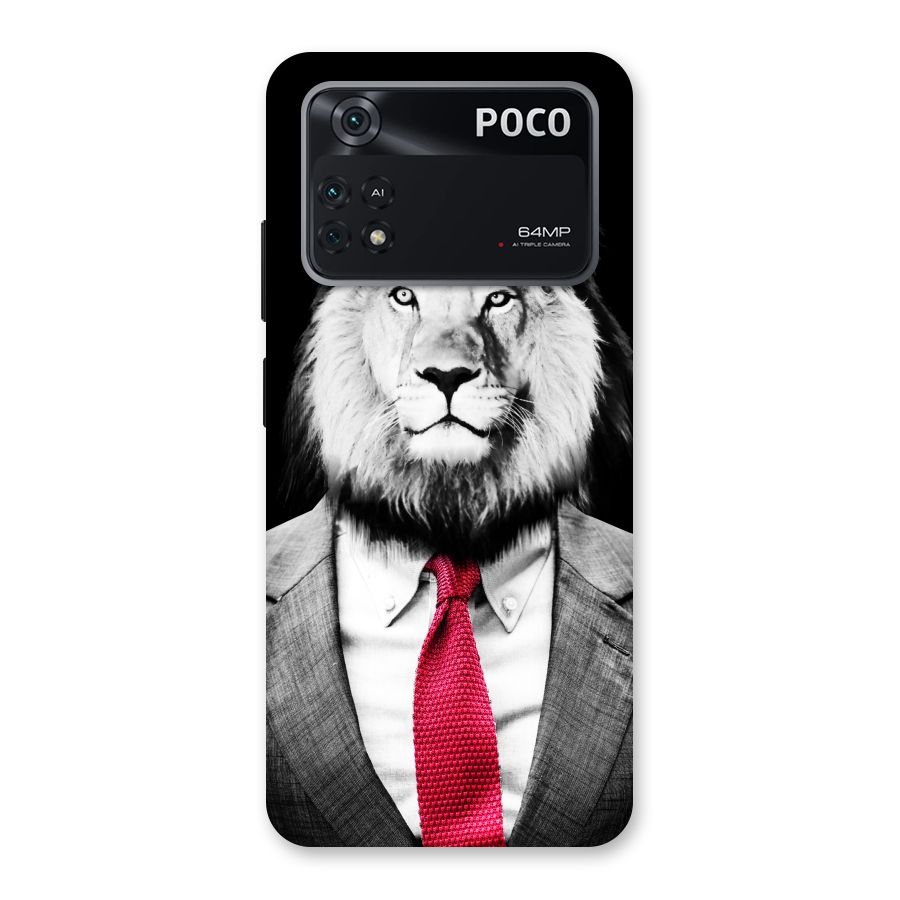 Lion with Red Tie Back Case for Poco M4 Pro 4G