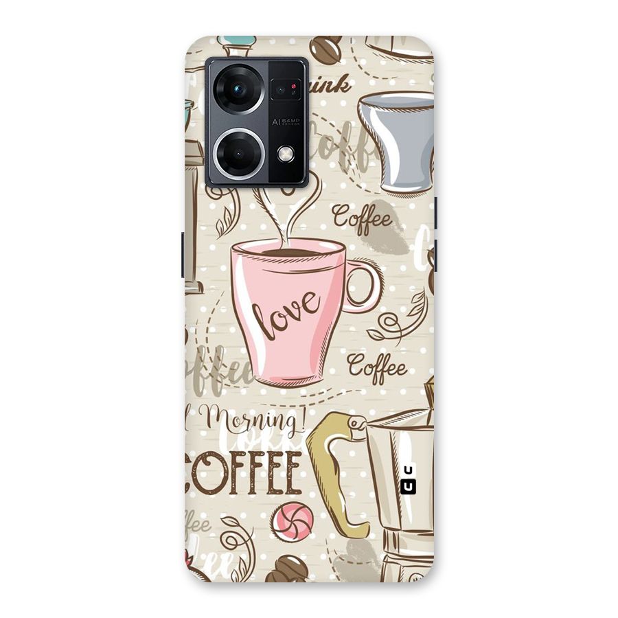 Love Coffee Design Glass Back Case for Oppo F21 Pro 5G