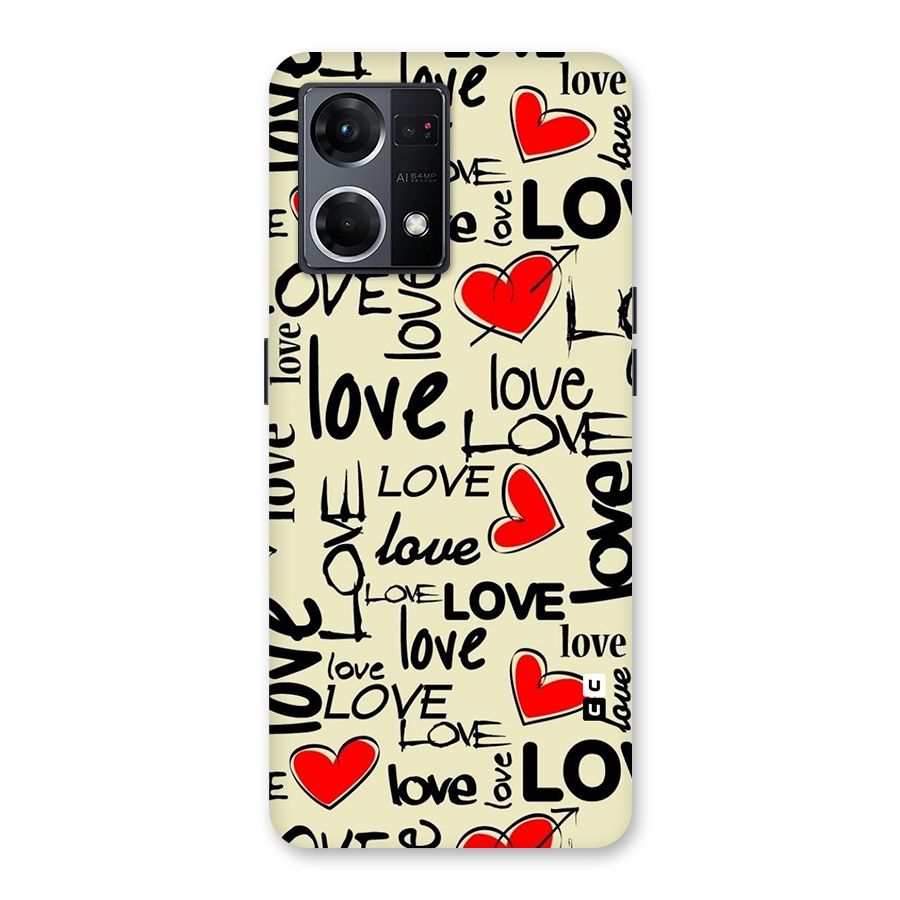 Love Hearts Pattern Glass Back Case for Oppo F21 Pro 5G