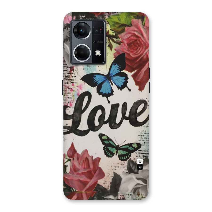 Lovely Butterfly Love Glass Back Case for Oppo F21 Pro 5G
