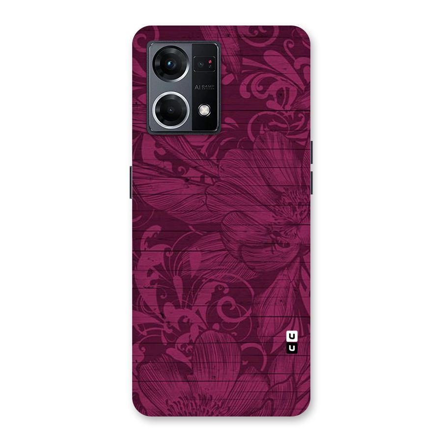 Magenta Floral Pattern Glass Back Case for Oppo F21 Pro 5G