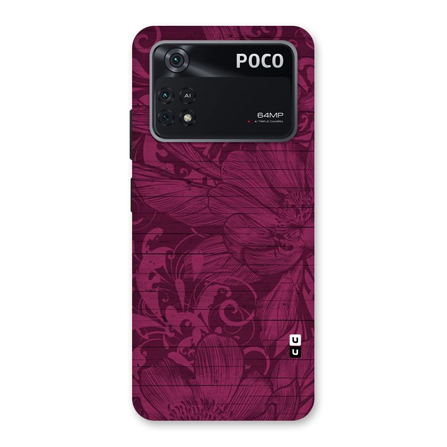 Magenta Floral Pattern Back Case for Poco M4 Pro 4G