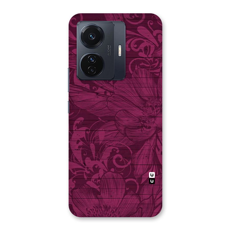 Magenta Floral Pattern Back Case for Vivo T1 Pro