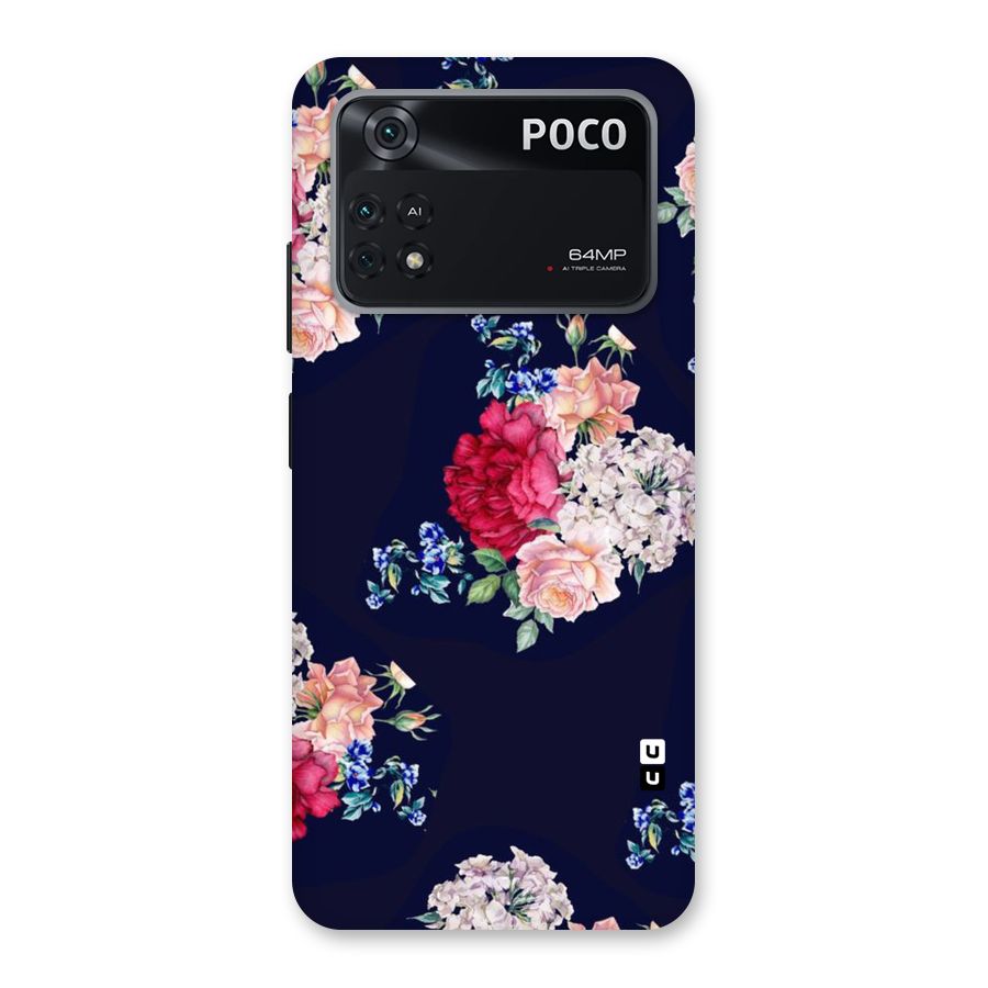 Magenta Peach Floral Back Case for Poco M4 Pro 4G