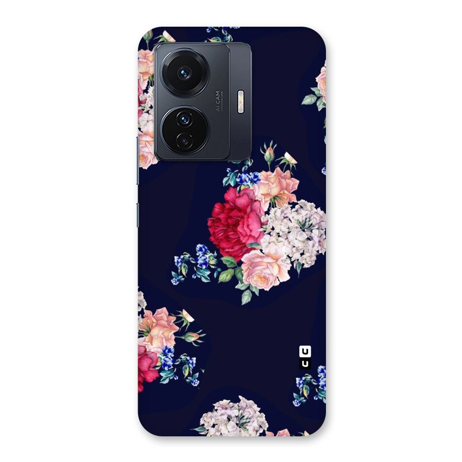 Magenta Peach Floral Back Case for Vivo T1 Pro