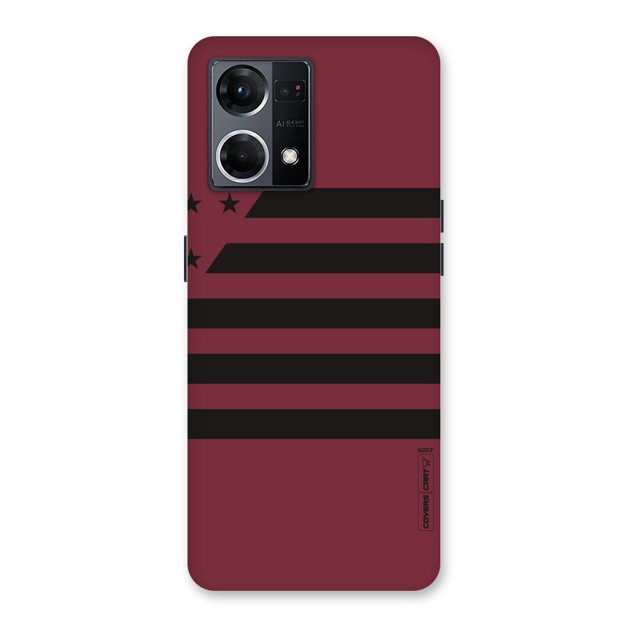 Maroon Star Striped Glass Back Case for Oppo F21 Pro 5G