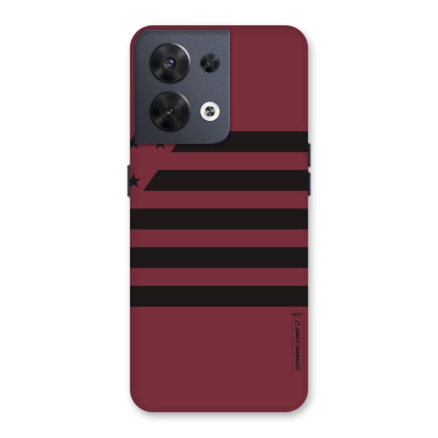 Maroon Star Striped Back Case for Oppo Reno8 5G