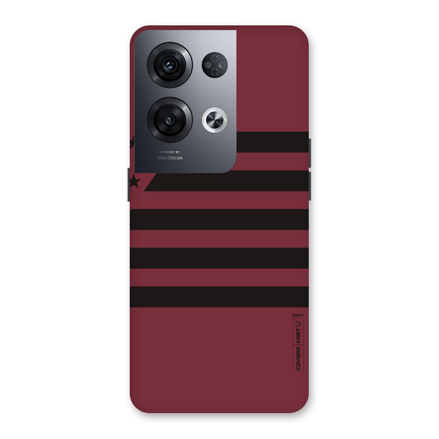 Maroon Star Striped Back Case for Oppo Reno8 Pro 5G
