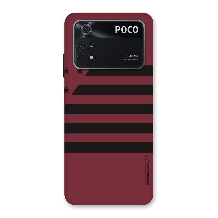 Maroon Star Striped Back Case for Poco M4 Pro 4G