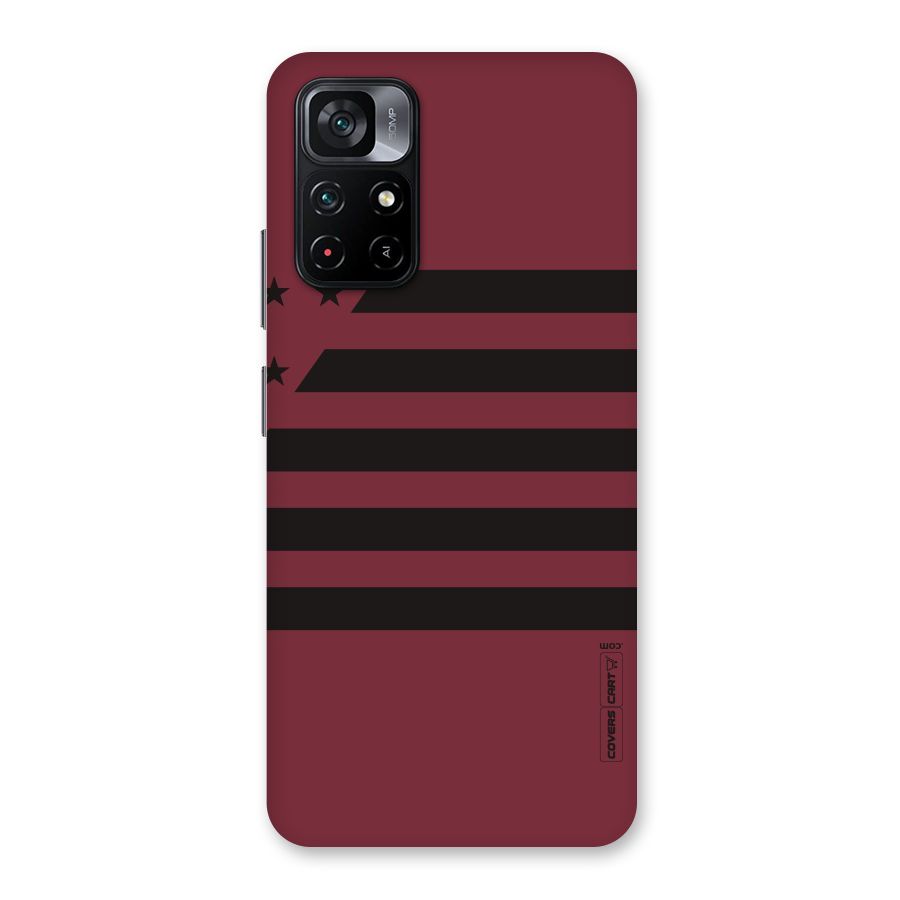 Maroon Star Striped Back Case for Poco M4 Pro 5G