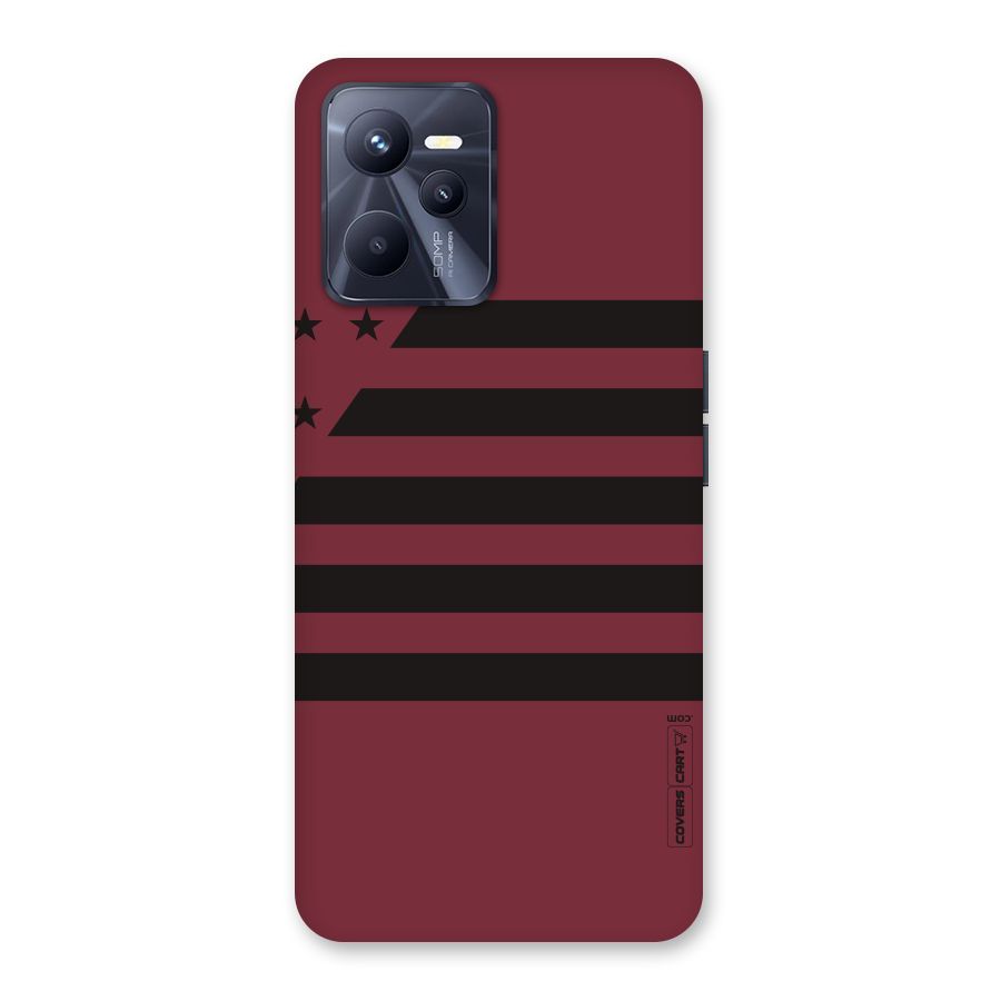 Maroon Star Striped Back Case for Realme C35