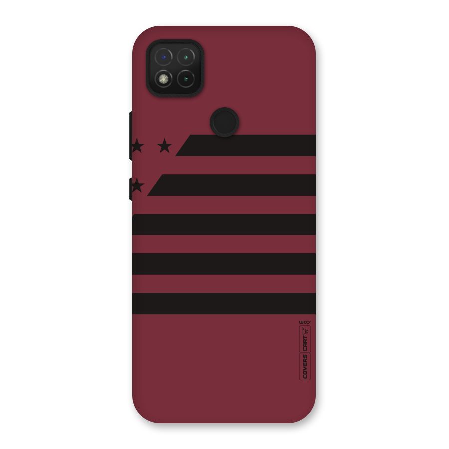 Maroon Star Striped Back Case for Redmi 9 Activ