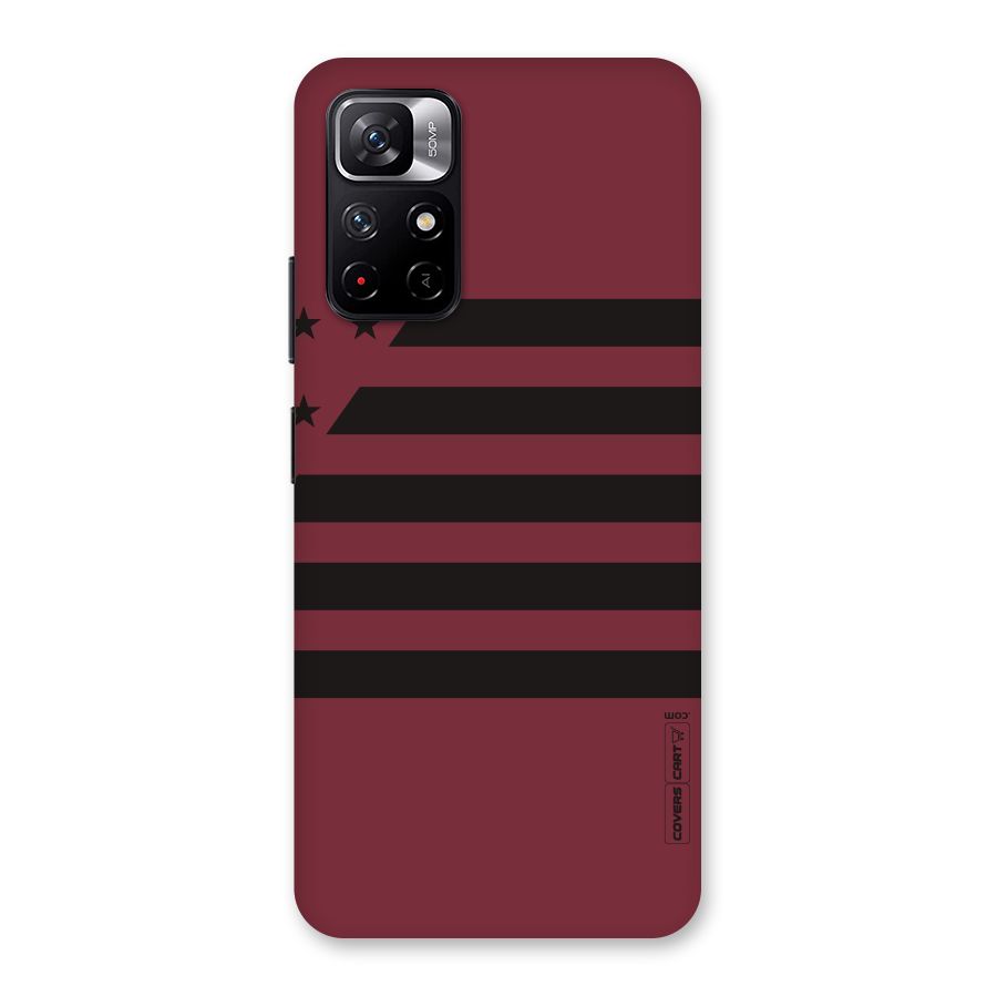 Maroon Star Striped Back Case for Redmi Note 11T 5G
