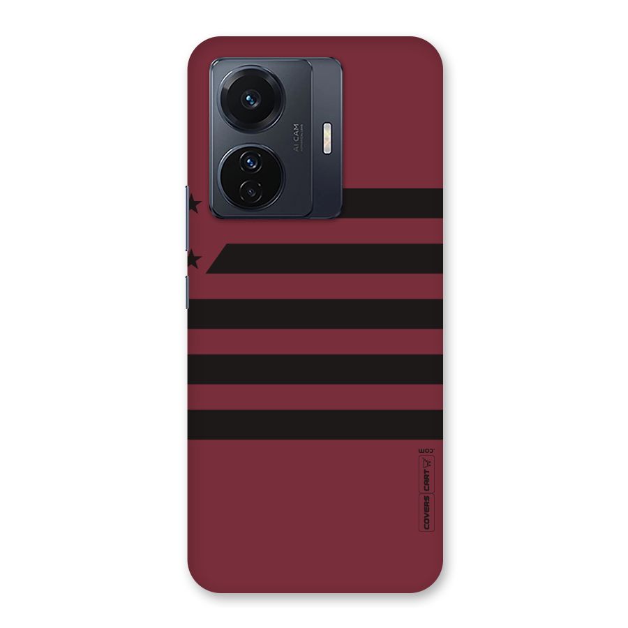 Maroon Star Striped Back Case for Vivo T1 Pro