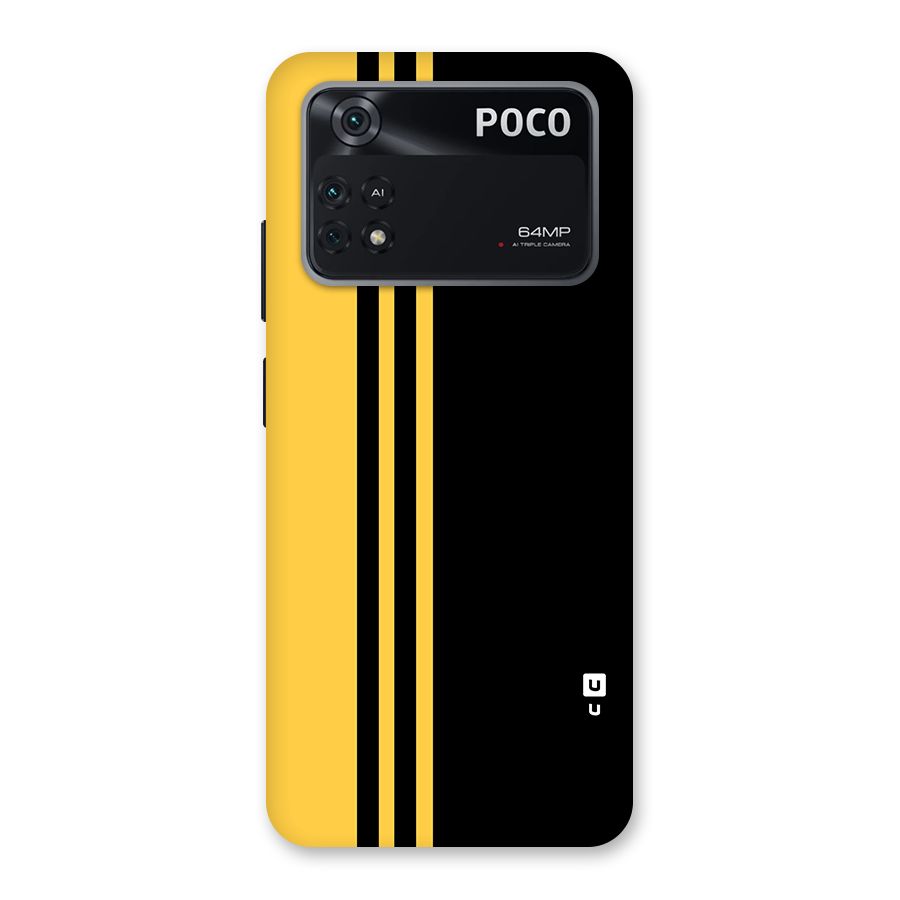 Minimal Yellow and Black Design Back Case for Poco M4 Pro 4G