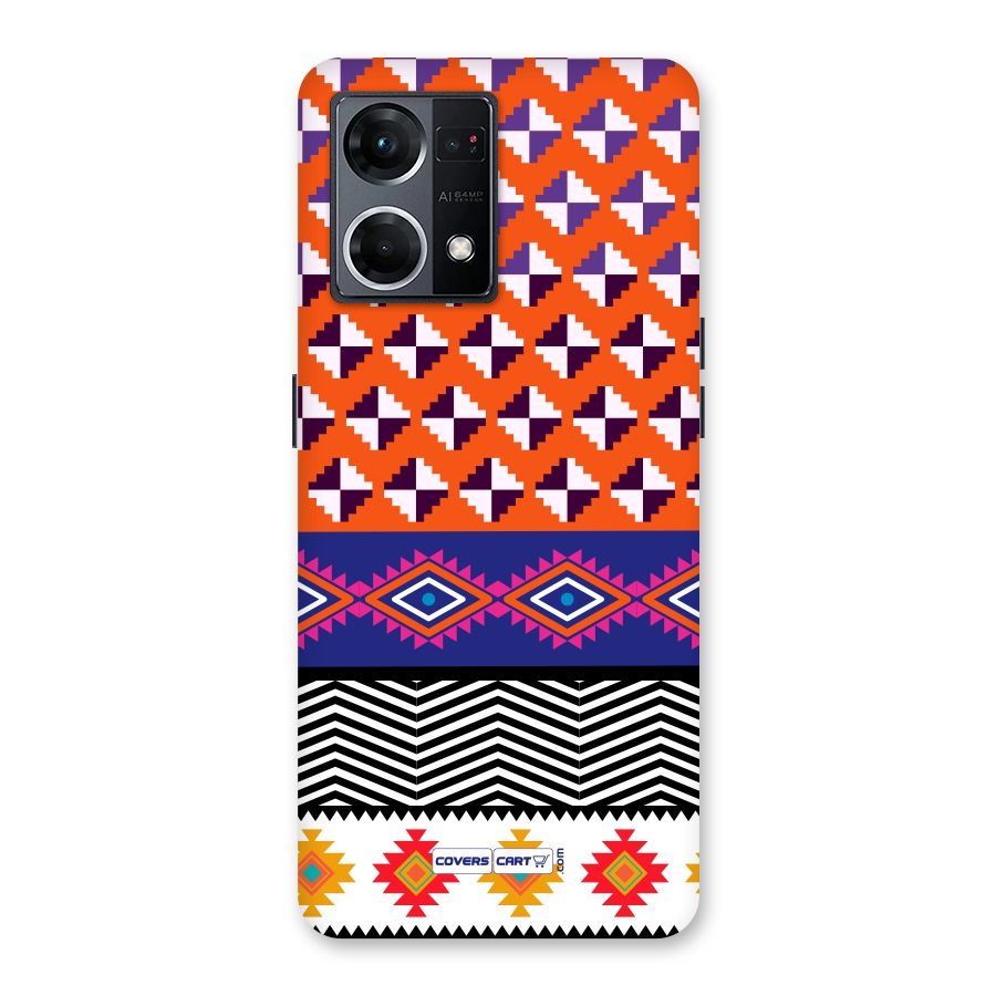 Mixed Pattern Aztec Glass Back Case for Oppo F21 Pro 5G