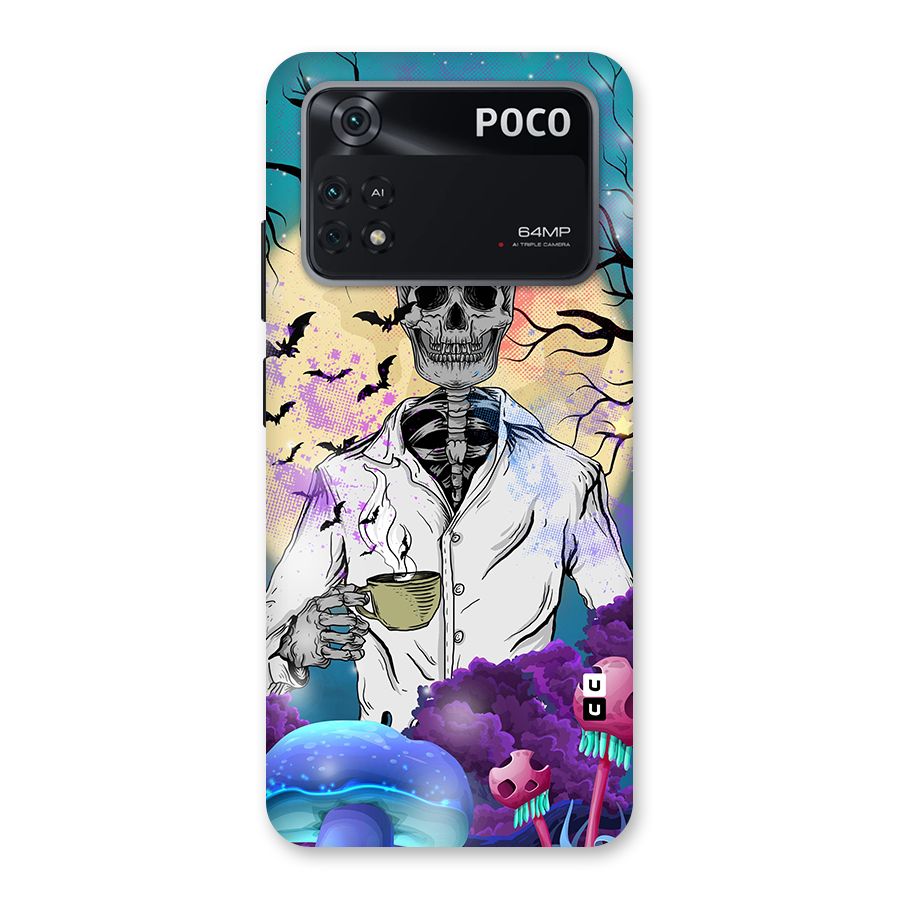 Morning Tea Skull Back Case for Poco M4 Pro 4G