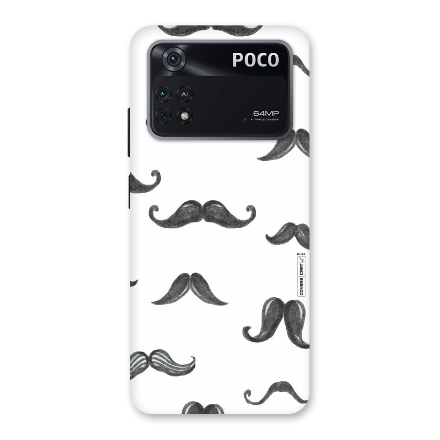 Moustache Pattern (Black) Back Case for Poco M4 Pro 4G