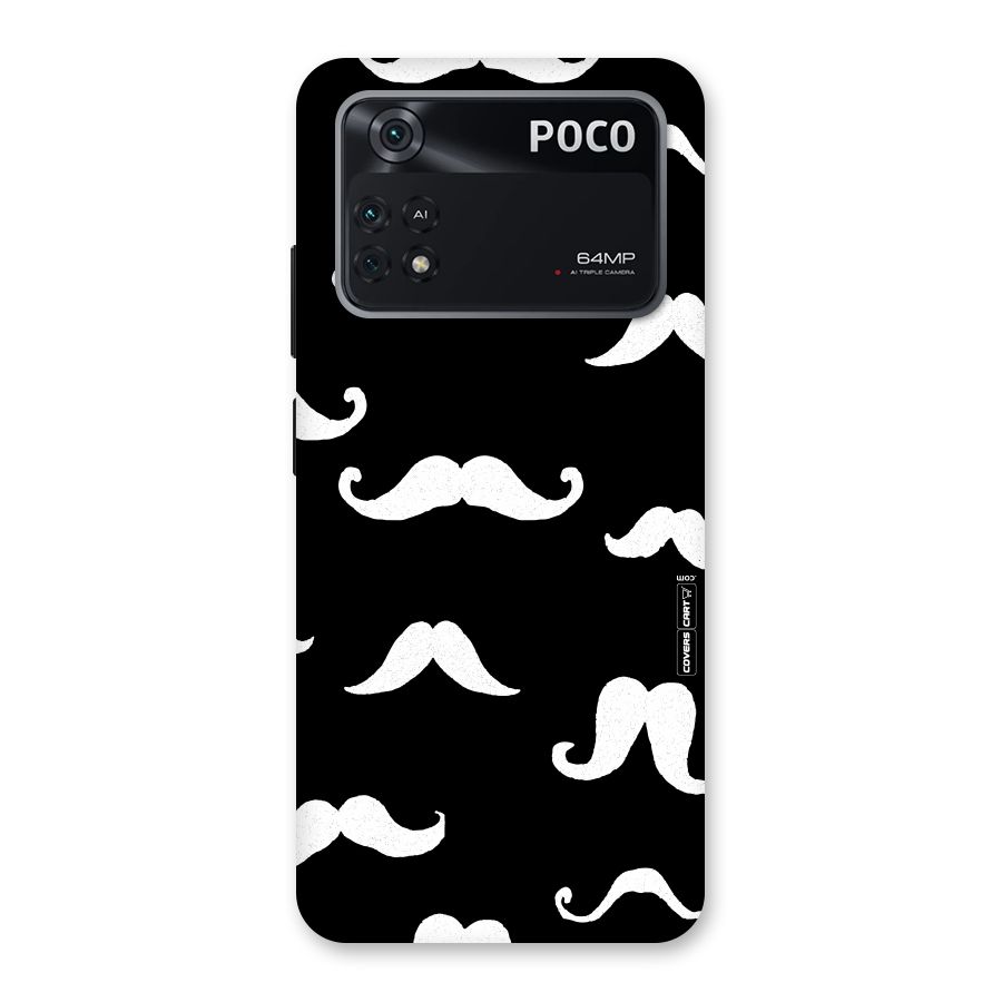 Moustache Pattern (White) Back Case for Poco M4 Pro 4G