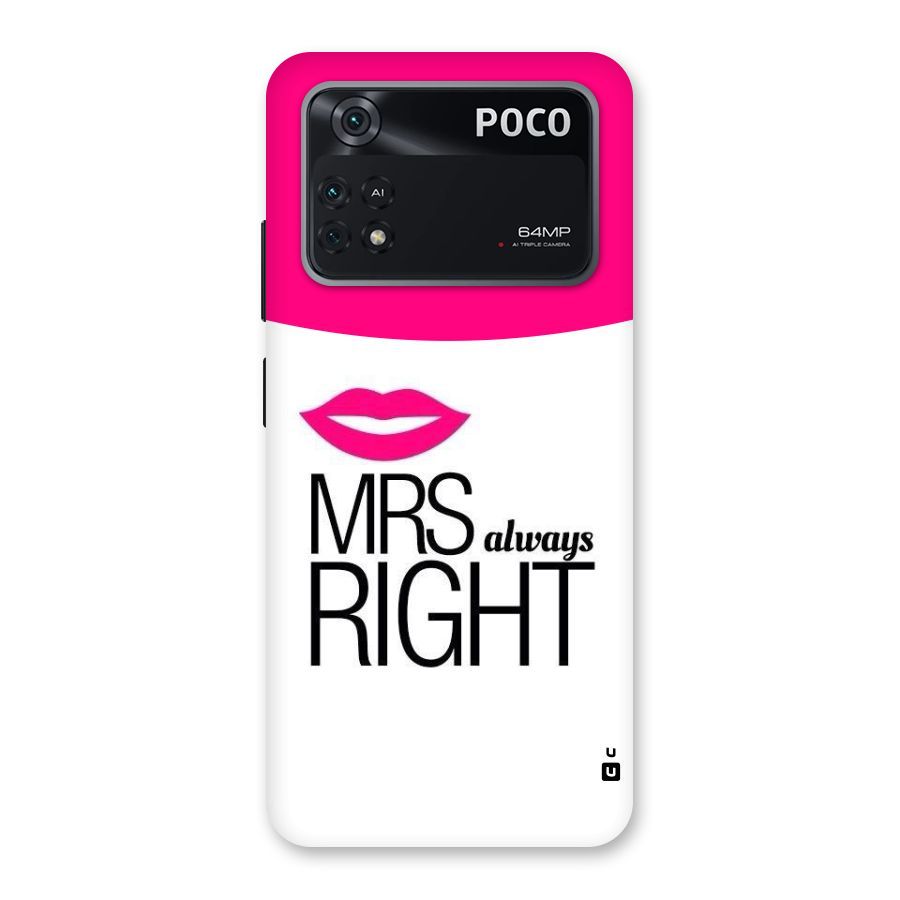 Mrs always right Back Case for Poco M4 Pro 4G