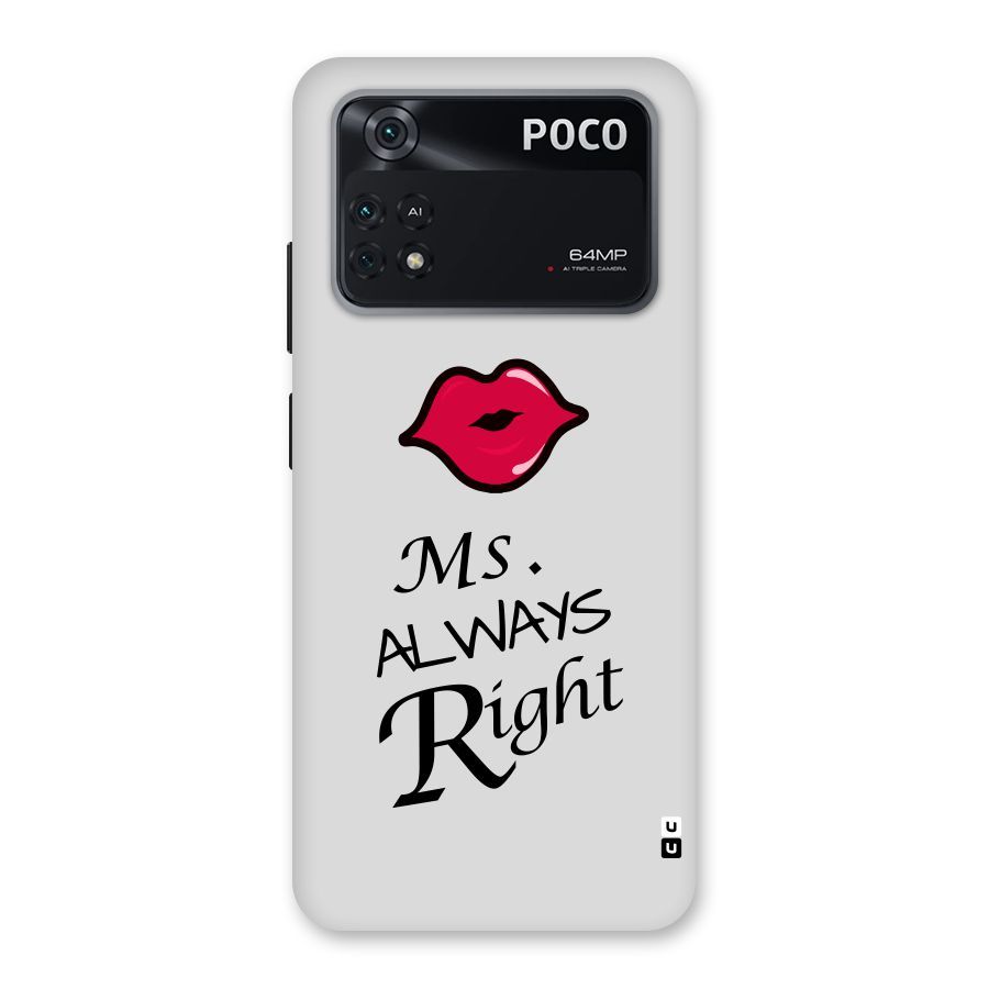 Ms. Always Right. Back Case for Poco M4 Pro 4G