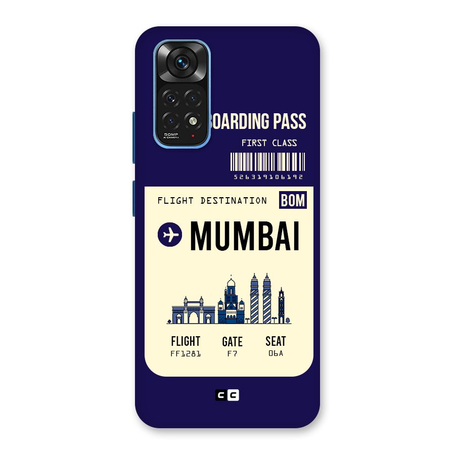 Mumbai Boarding Pass Back Case for Redmi Note 11S