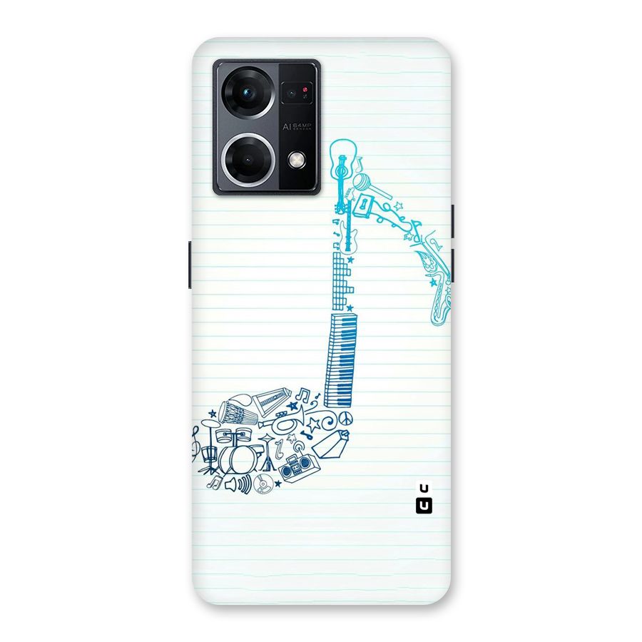 Music Note Design Glass Back Case for Oppo F21 Pro 5G